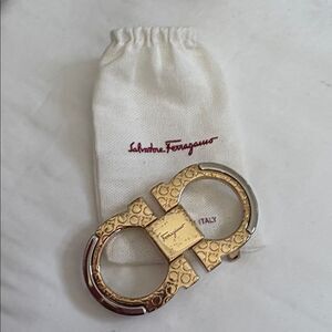 Salvatore Ferragamo Silver/Gold Gancini Belt Buckle Buckle Only with Dust Bag